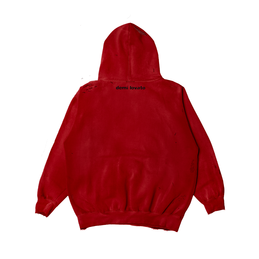 Heart Attack Anniversary Distressed Red Hoodie Back