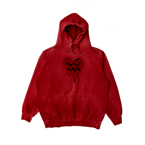 Heart Attack Anniversary Distressed Red Hoodie