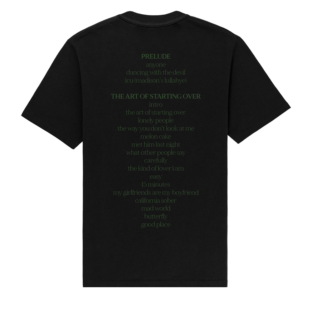 Dancing with the Devil... The Art of Starting Over Tracklisting Black T-Shirt Back