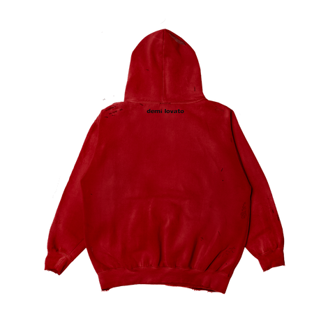Heart Attack Anniversary Distressed Red Hoodie Back